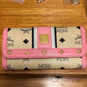 MCM EUC Pink and Beige Visetos Women's Wallet